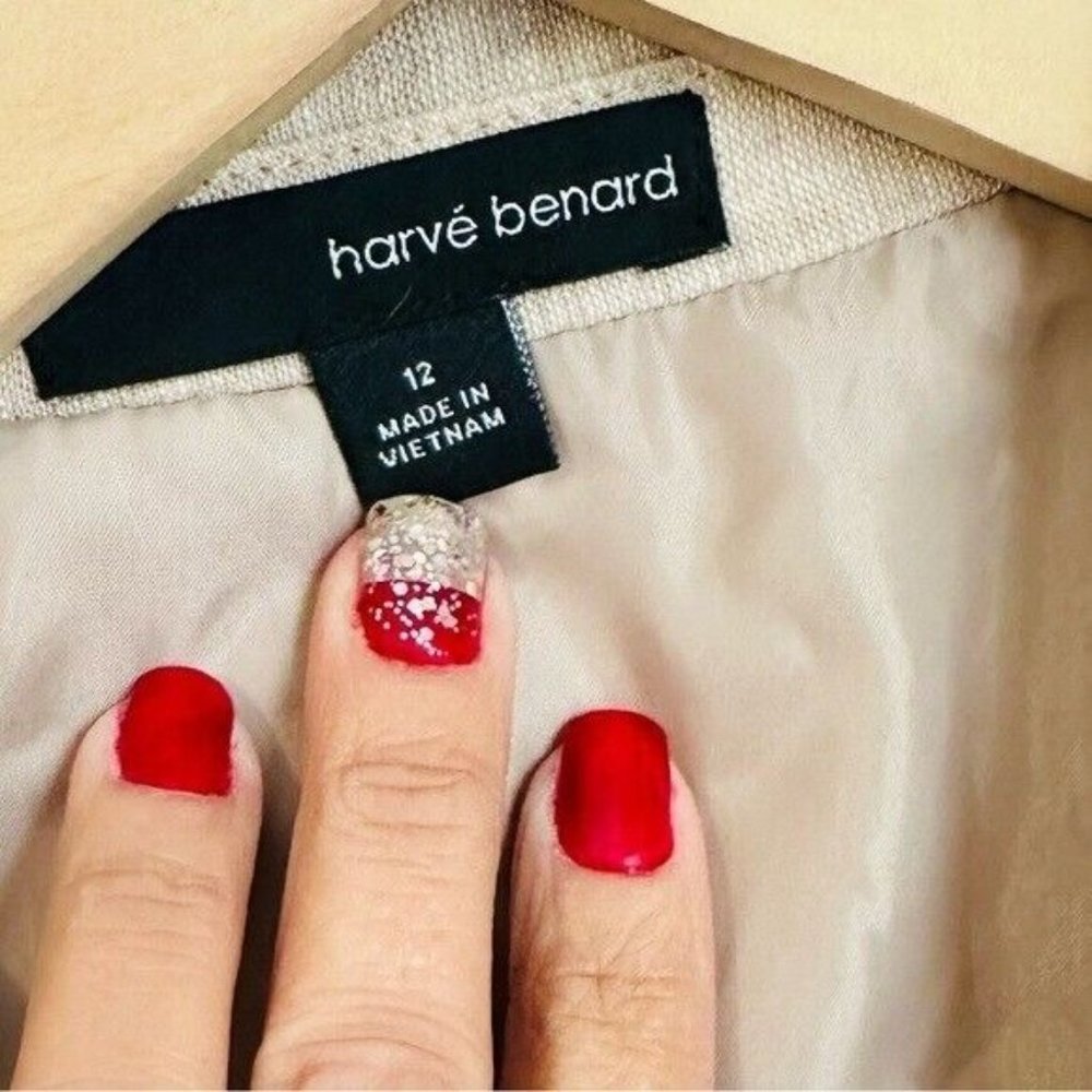 Harve Benard Tan Open Front Linen Blazer Lagenlook Women’s Size 12 oversized - Picture 9 of 9